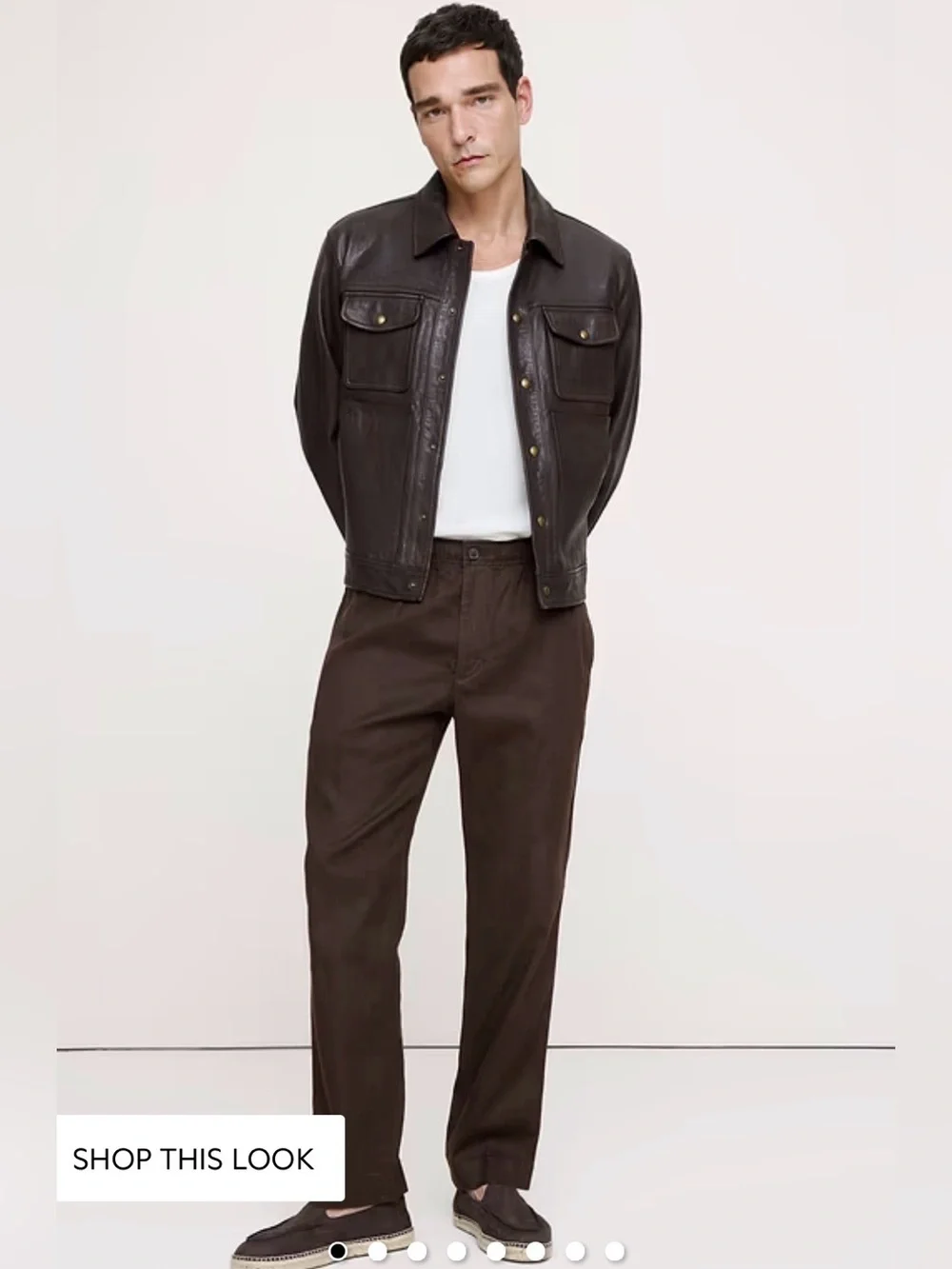 NWOT Banana Republic Straight Italian Linen Cotton Pull on Brownstone Pant Sz L
